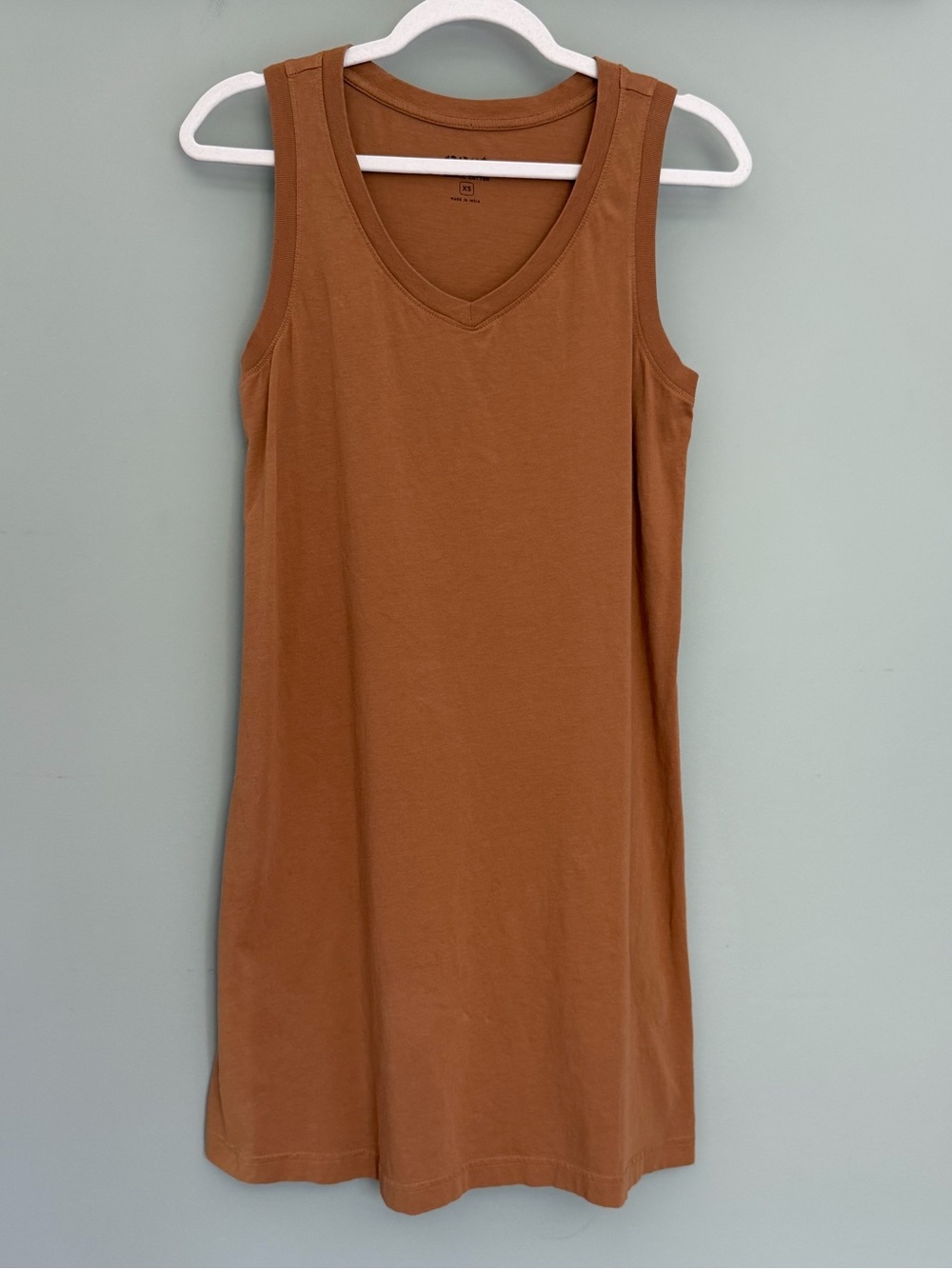 Pact 100% Organic Cotton Earth Tone Brown Softspun Tank V-Neck Shift Dress